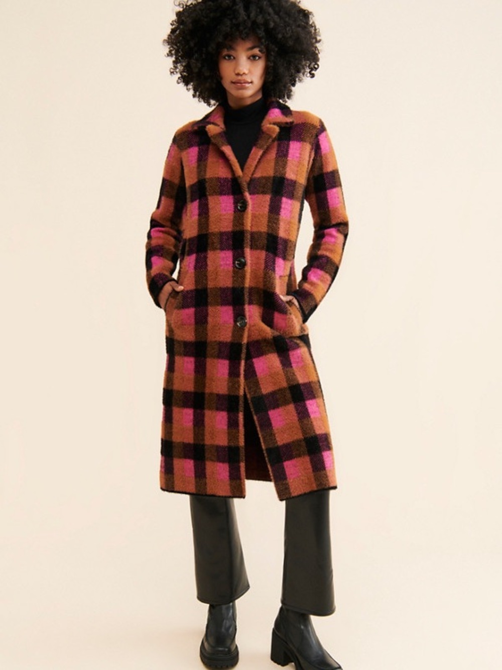 NVLT Checked Long Coatigan Plaid